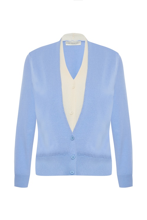  V YAKA ÇİFT RENKLİ HIRKA