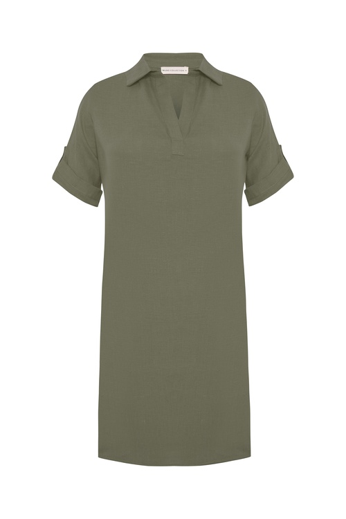  A FORM GÖMLEK YAKA MİNİ ELBİSE