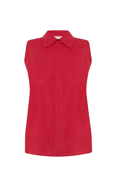  GİZLİ DÜĞMELİ KOLSUZ GÖMLEK