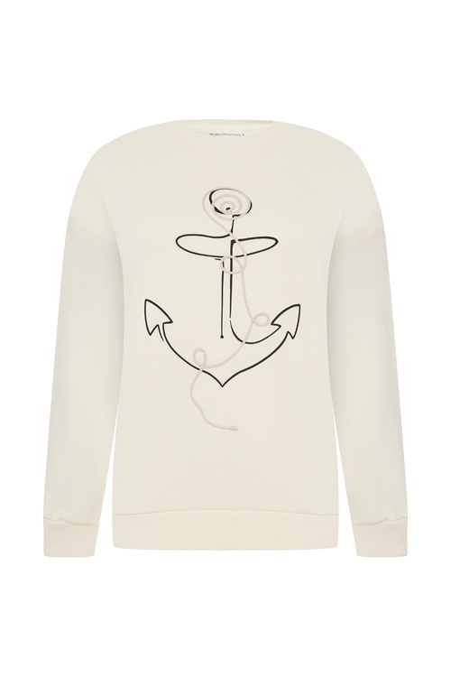  LOOSE FIT NAKIŞLI SWEATSHIRT