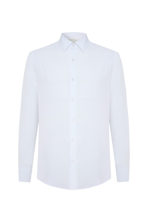  REGULAR FIT DOKULU UZUN KOLLU GÖMLEK