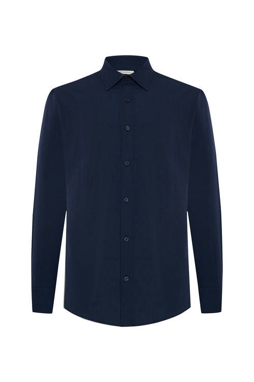  REGULAR FIT DOKULU UZUN KOLLU GÖMLEK