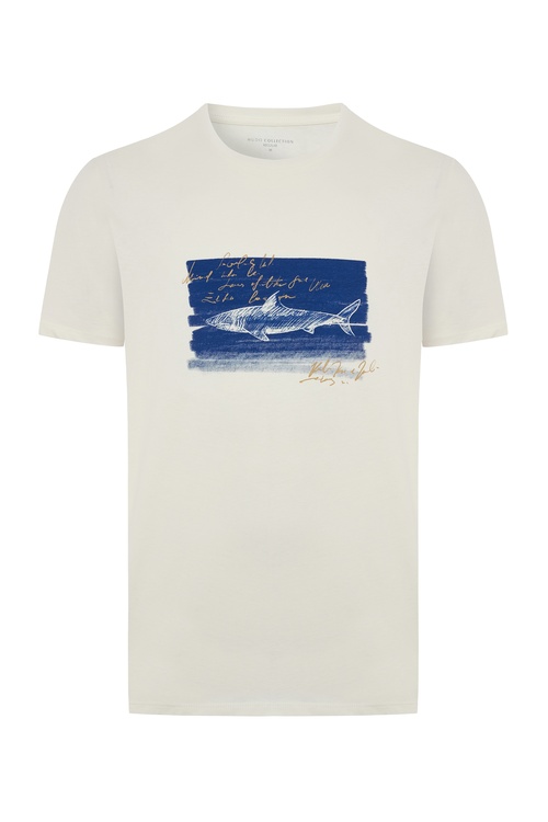  BASKILI BİSİKLET YAKA KISA KOLLU T-SHIRT