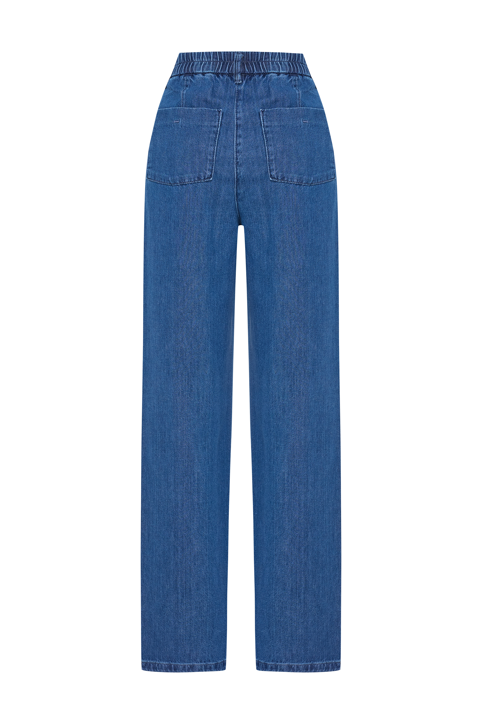 PİLE DETAYLI WIDE LEG JEAN PANTOLON