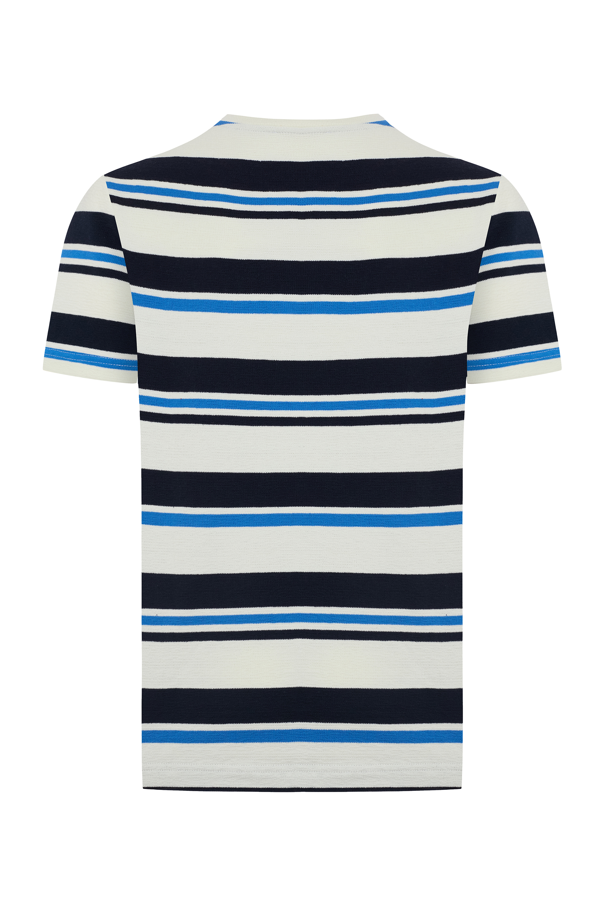 Erkek Mavi Çizgili Oversize Kısa Kollu T-Shirt