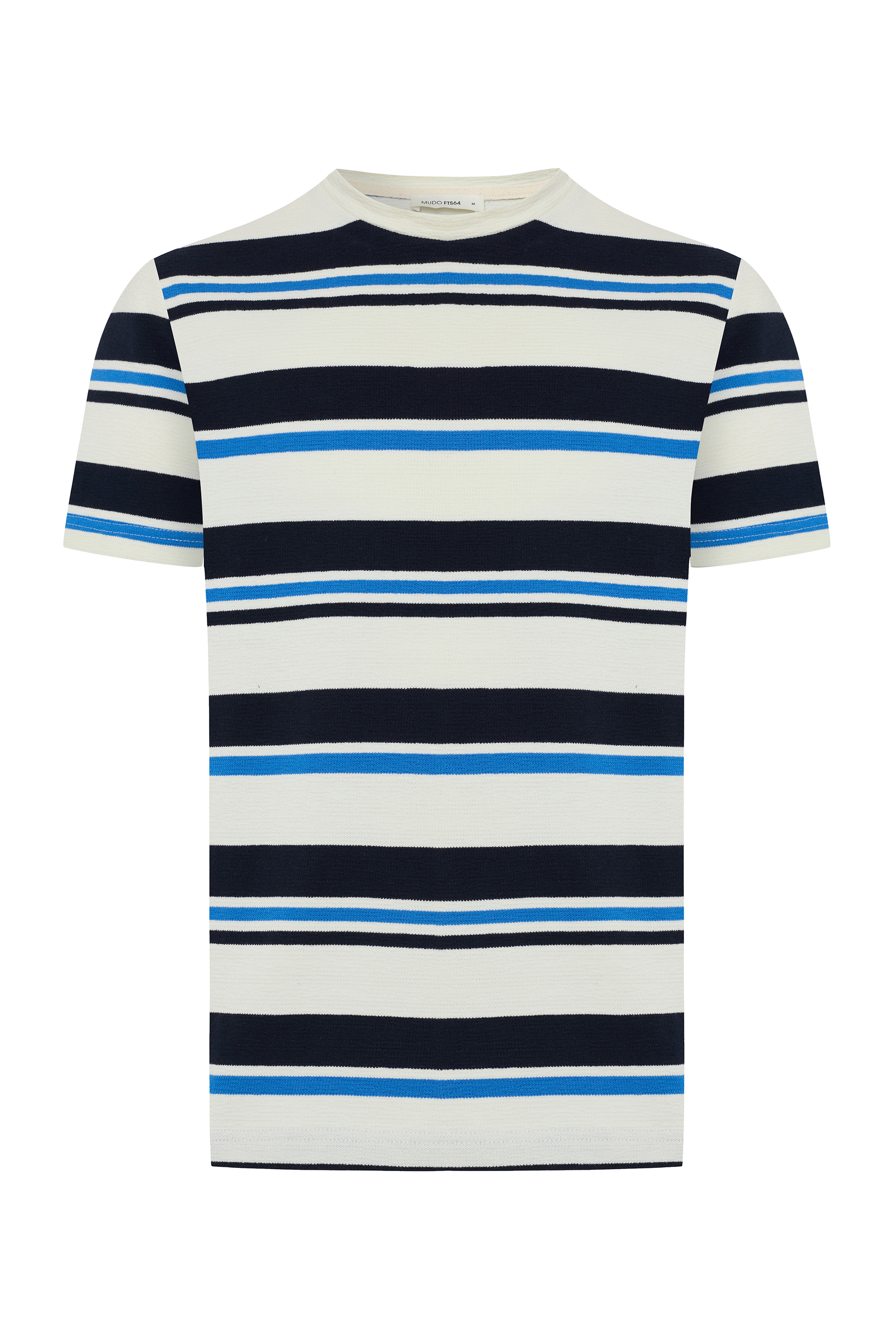 Erkek Mavi Çizgili Oversize Kısa Kollu T-Shirt