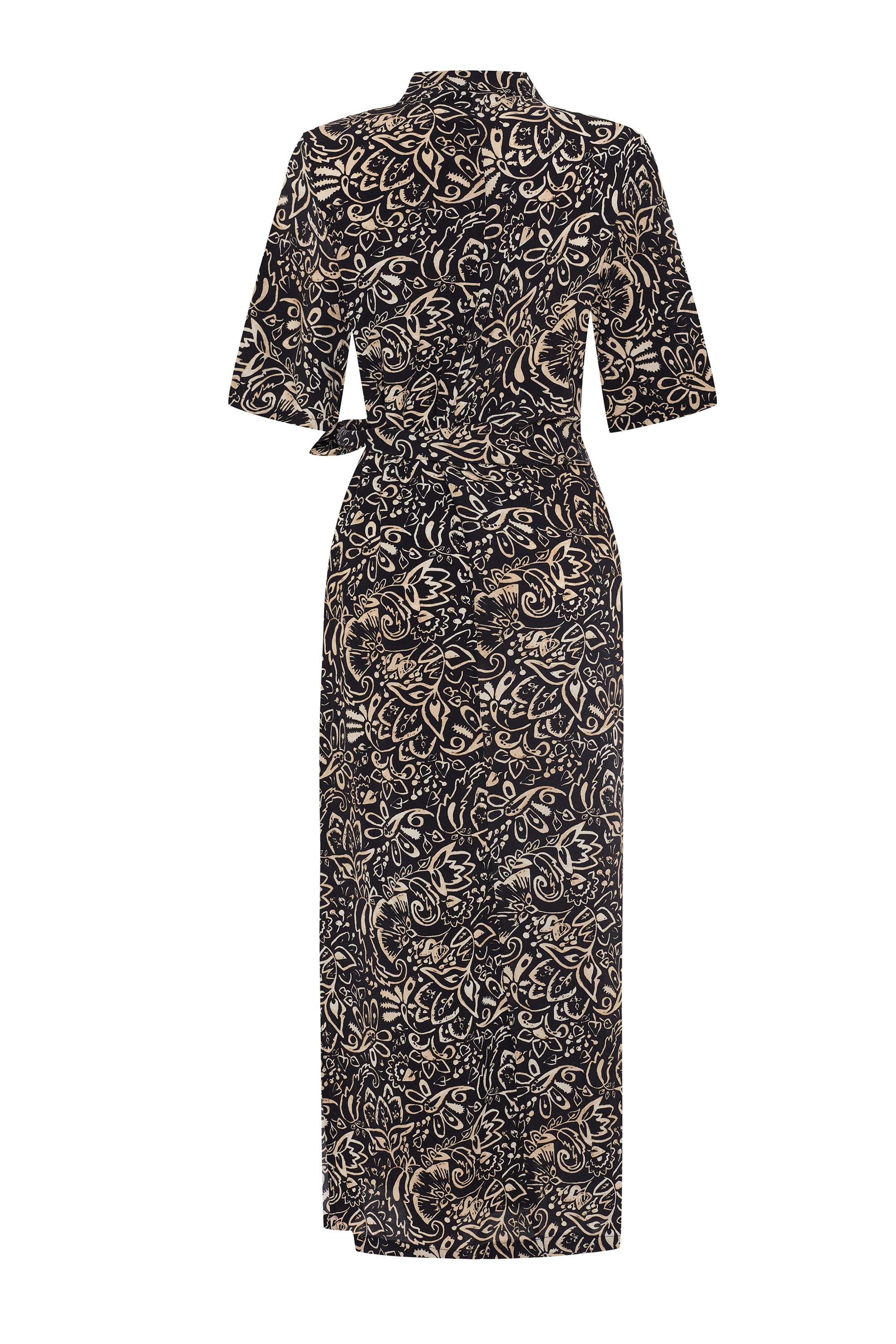 ETNİK BASKILI BAĞLAMA DETAYLI UZUN ELBİSE