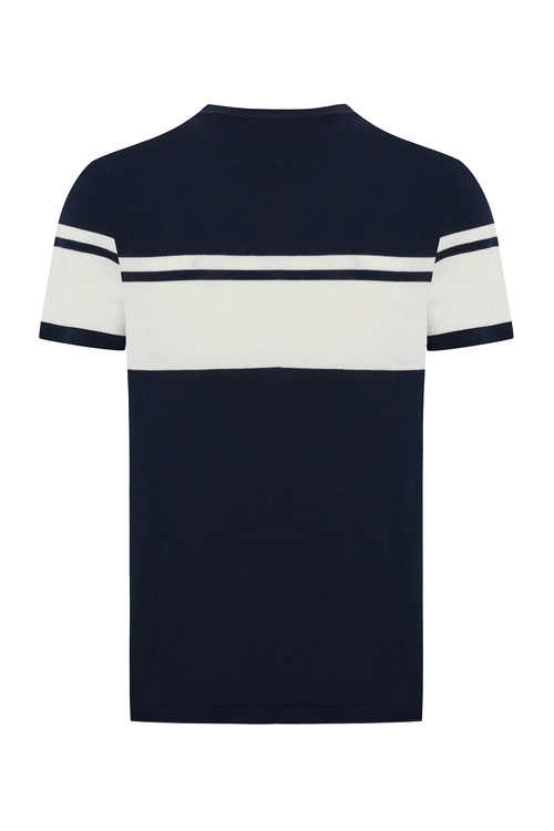  ÇİZGİLİ BİSİKLET YAKA KISA KOLLU TRİKO KAZAK