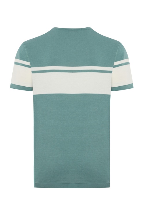  ÇİZGİLİ BİSİKLET YAKA KISA KOLLU TRİKO KAZAK