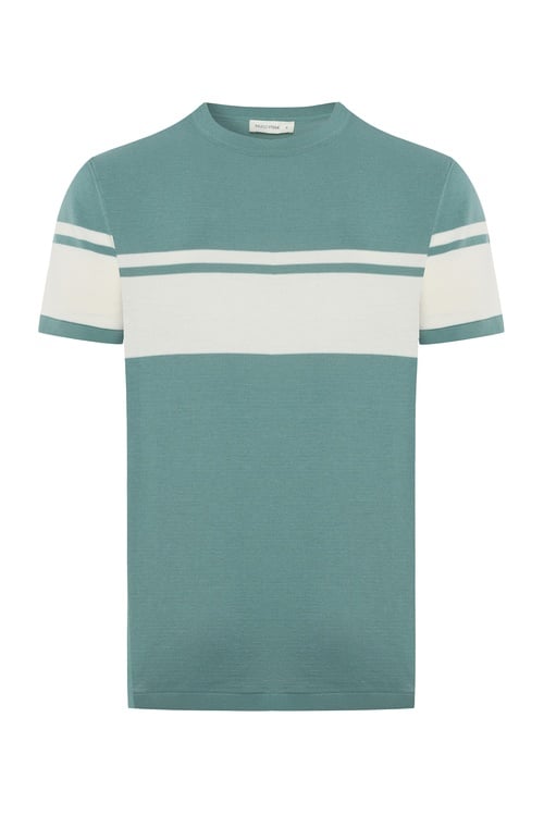  ÇİZGİLİ BİSİKLET YAKA KISA KOLLU TRİKO KAZAK