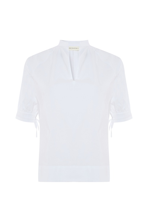  BAĞLAMALI 3/4 KOL V YAKA BLUZ