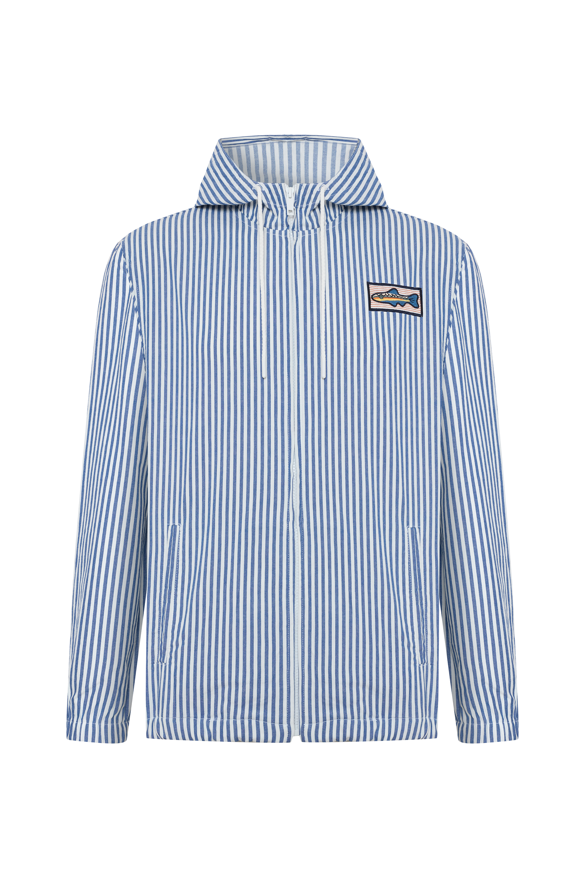 ÇİZGİLİ NAKIŞ DETAYLI KAPÜŞONLU CEKET