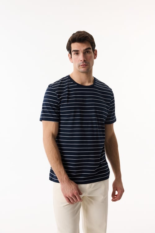  ÇİZGİLİ BİSİKLET YAKA T-SHIRT