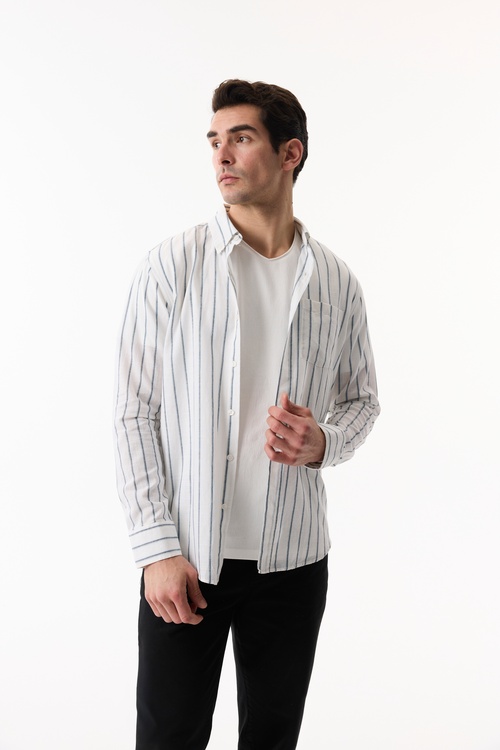  REGULAR FIT ÇİZGİLİ UZUN KOLLU GÖMLEK