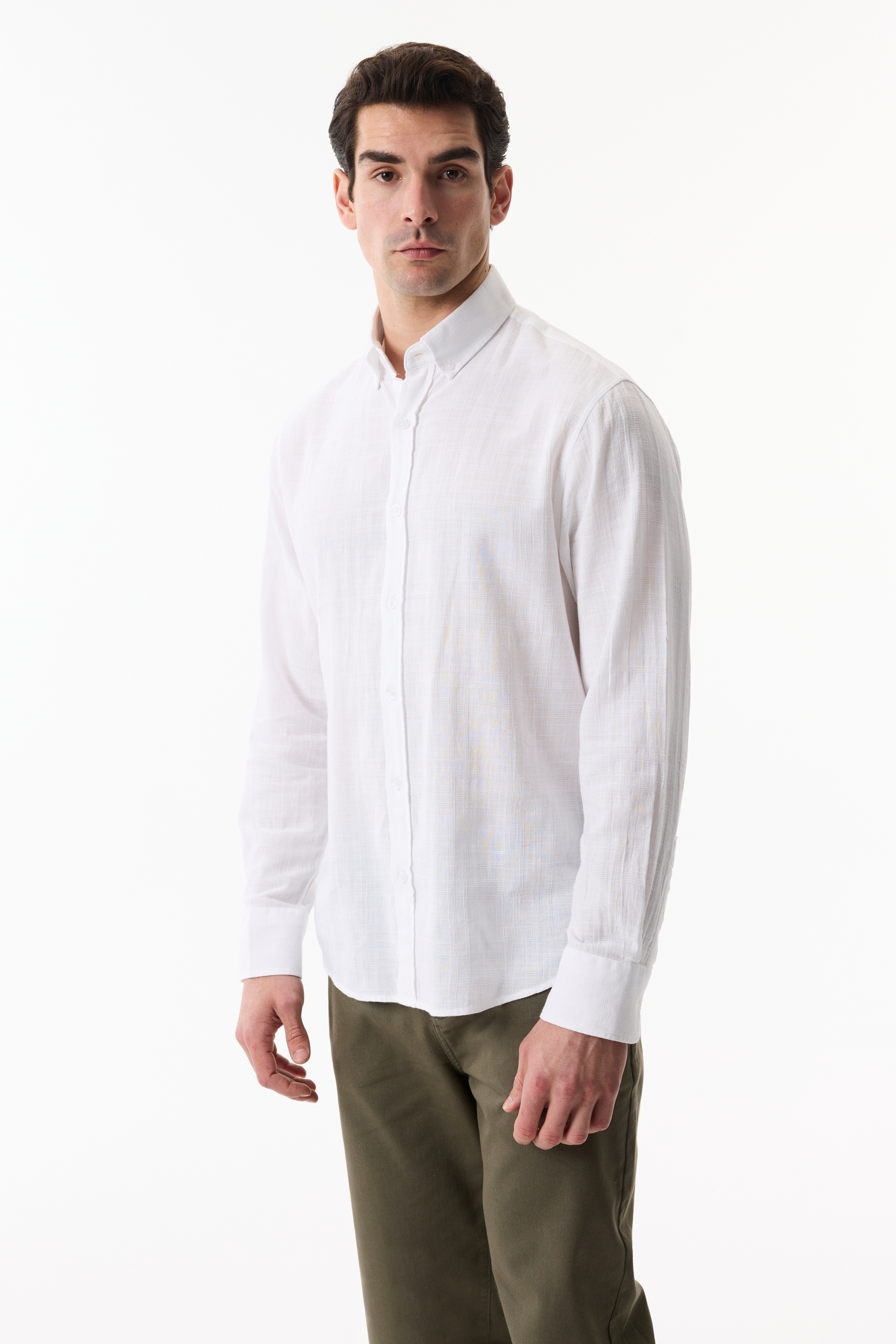 REGULAR FIT EKOSE DESENLİ UZUN KOLLU GÖMLEK