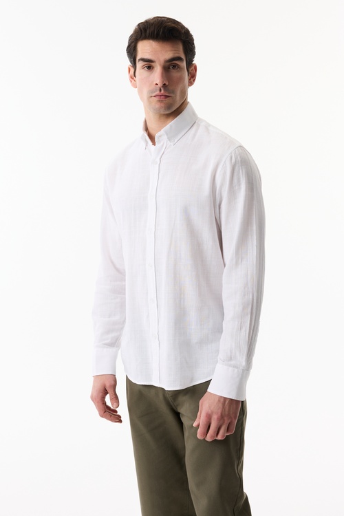  REGULAR FIT EKOSE DESENLİ UZUN KOLLU GÖMLEK