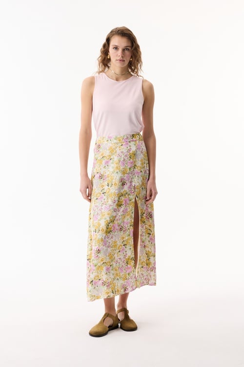  FLORAL BASKILI KLOŞ MİDİ ETEK