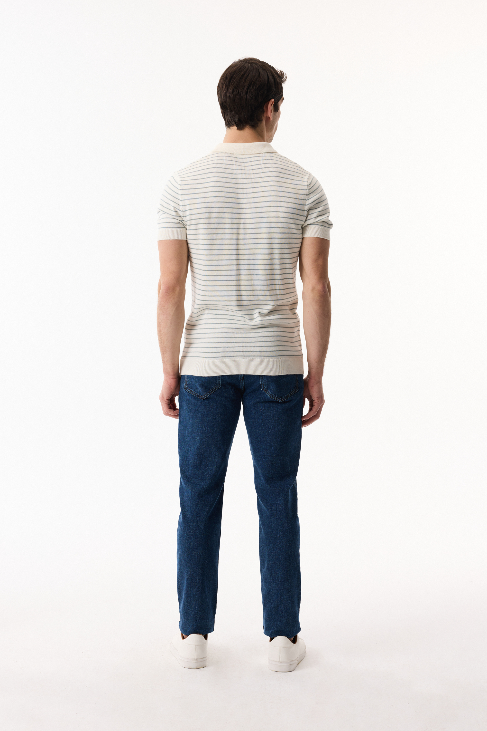 ÇİZGİLİ POLO YAKA KISA KOLLU TRİKO KAZAK