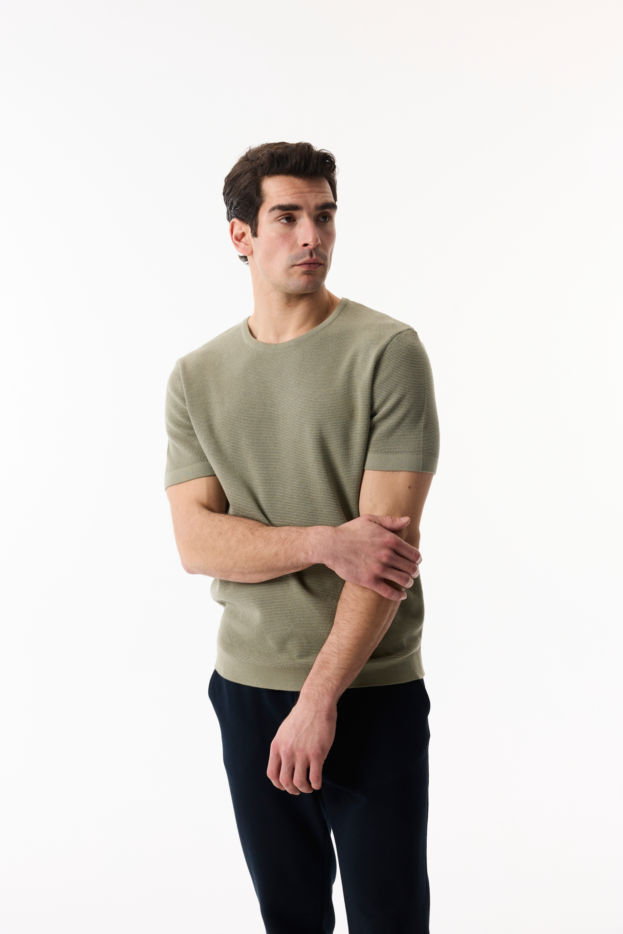 BİSİKLET YAKA KISA KOLLU KAZAK