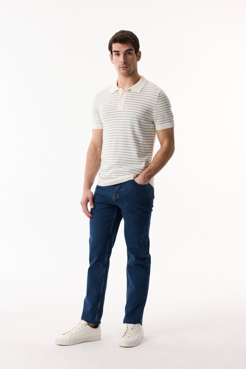  ÇİZGİLİ POLO YAKA KISA KOLLU TRİKO KAZAK