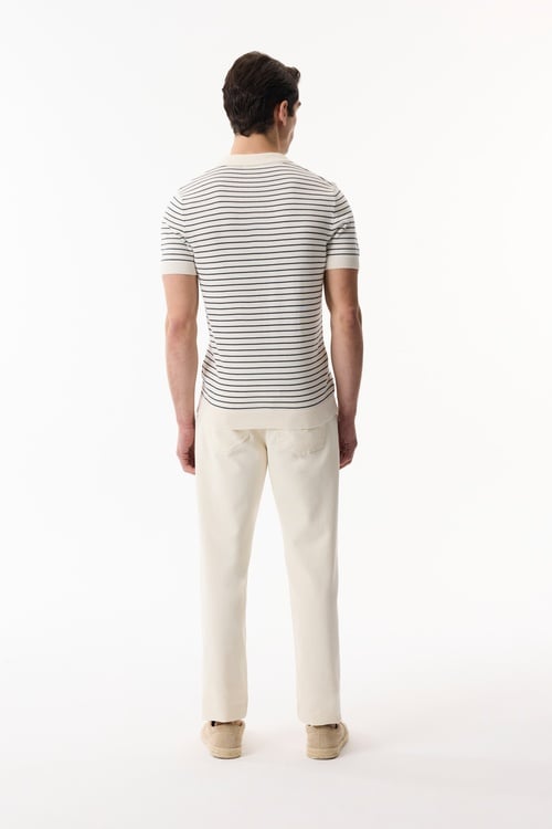  ÇİZGİLİ POLO YAKA KISA KOLLU TRİKO KAZAK