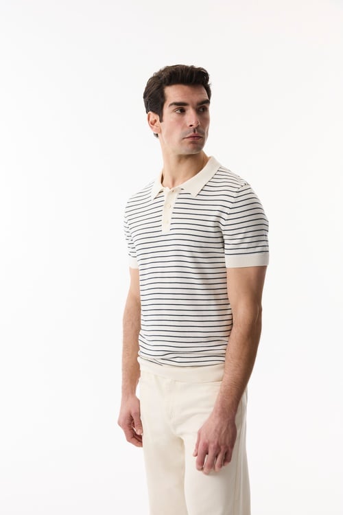  ÇİZGİLİ POLO YAKA KISA KOLLU TRİKO KAZAK