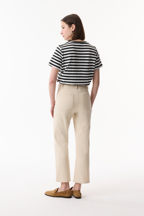  ÇİZGİLİ BİSİKLET YAKA KISA KOLLU T-SHIRT