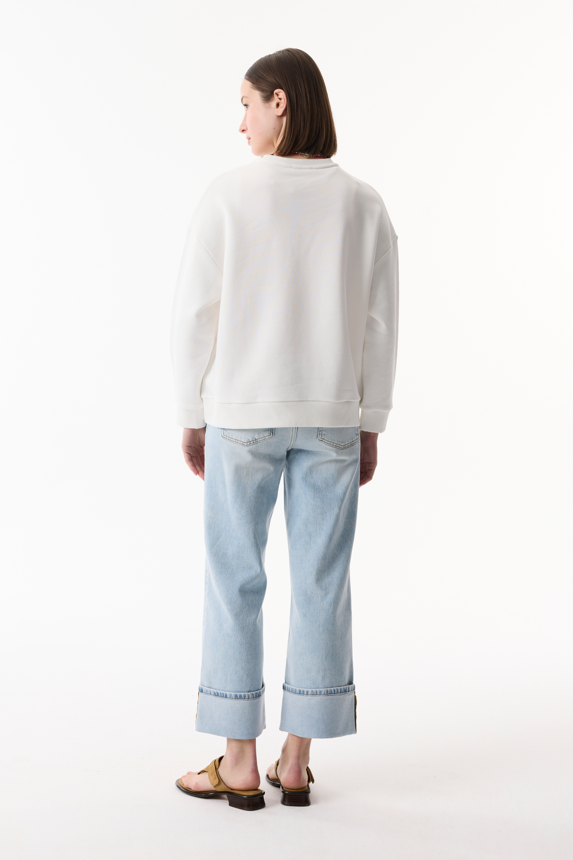 BASKILI BİSİKLET YAKA SWEATSHIRT