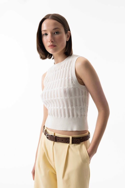  BİSİKLET YAKA KOLSUZ SÜVETER