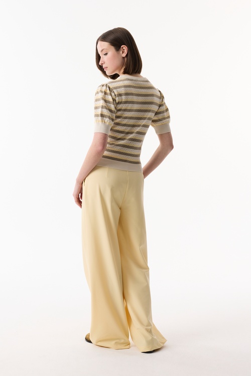  ÇİZGİLİ BİSİKLET YAKA KISA KOLLU KAZAK