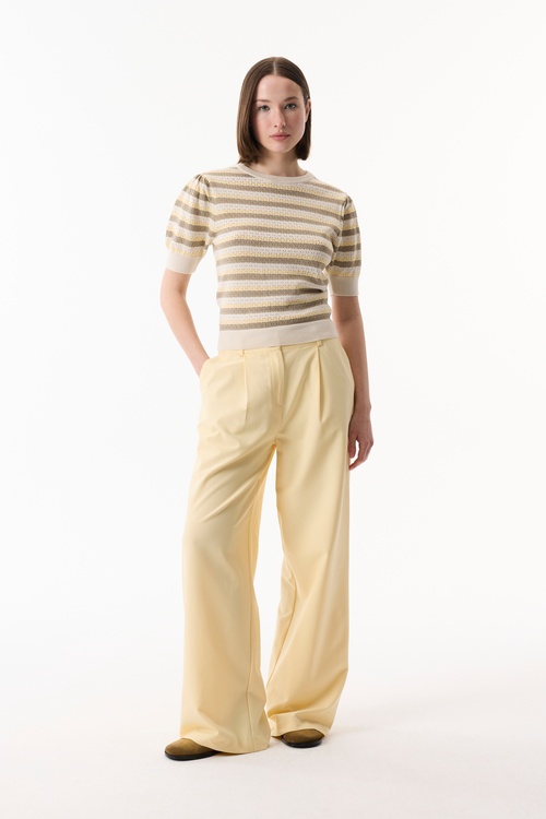  ÇİZGİLİ BİSİKLET YAKA KISA KOLLU KAZAK