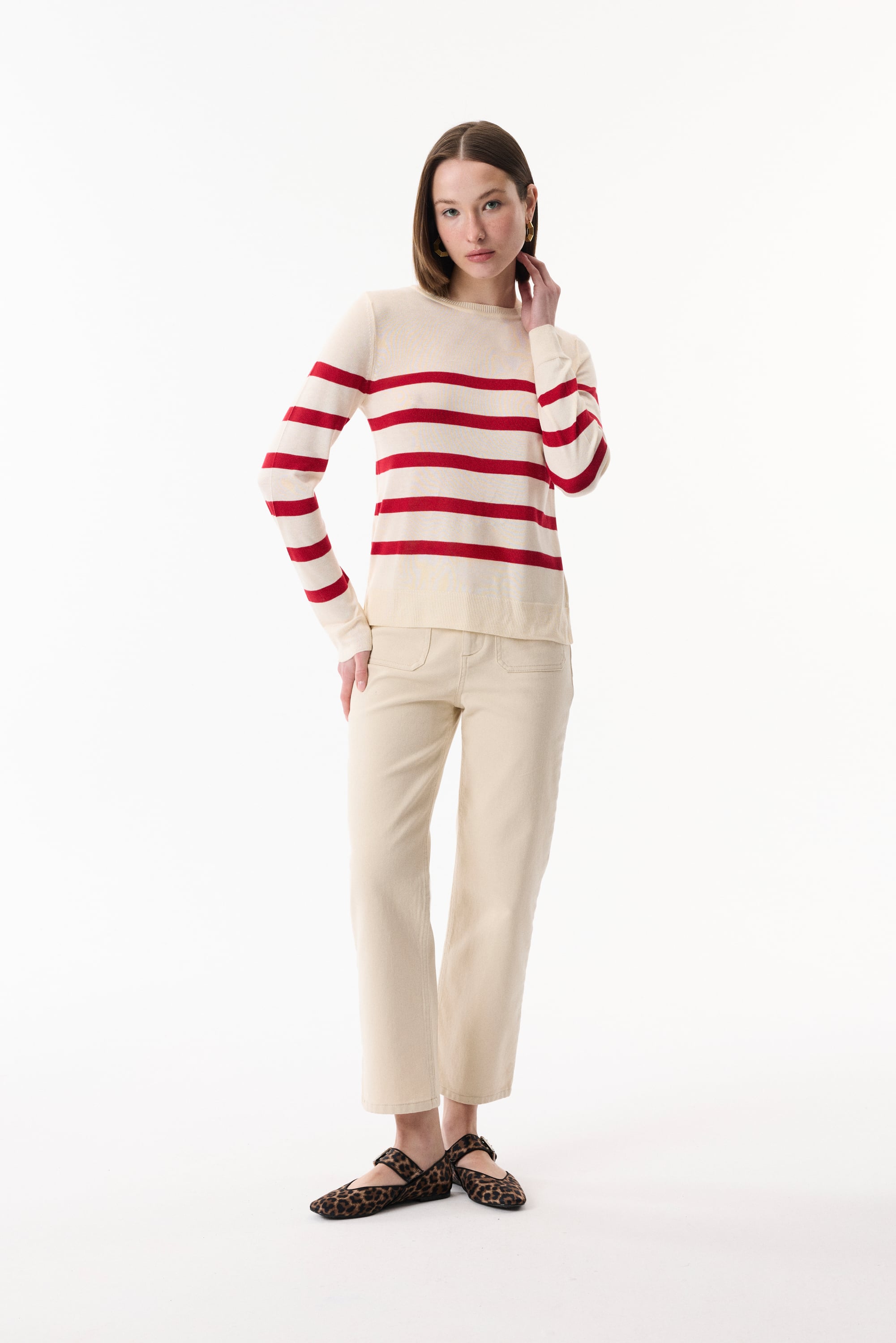 ÇİZGİLİ BİSİKLET YAKA TRİKO KAZAK