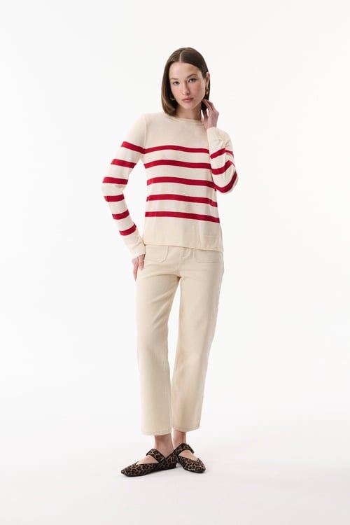  ÇİZGİLİ BİSİKLET YAKA TRİKO KAZAK