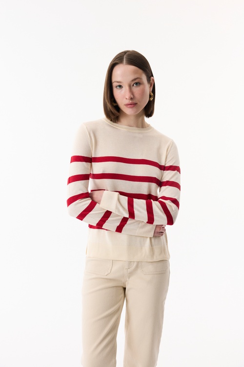  ÇİZGİLİ BİSİKLET YAKA TRİKO KAZAK