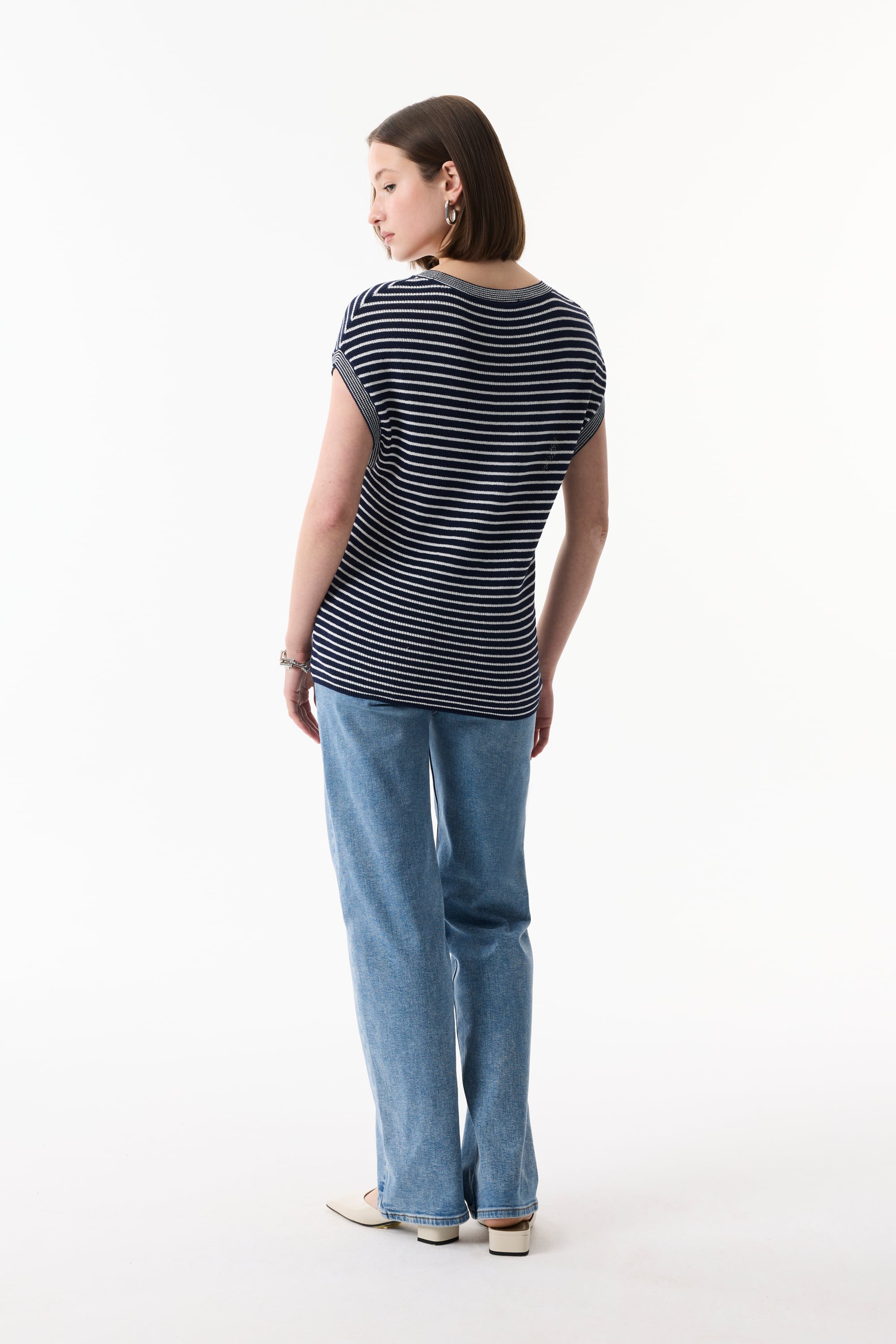 ÇİZGİLİ LOOSE FIT KISA KOLLU TRİKO KAZAK