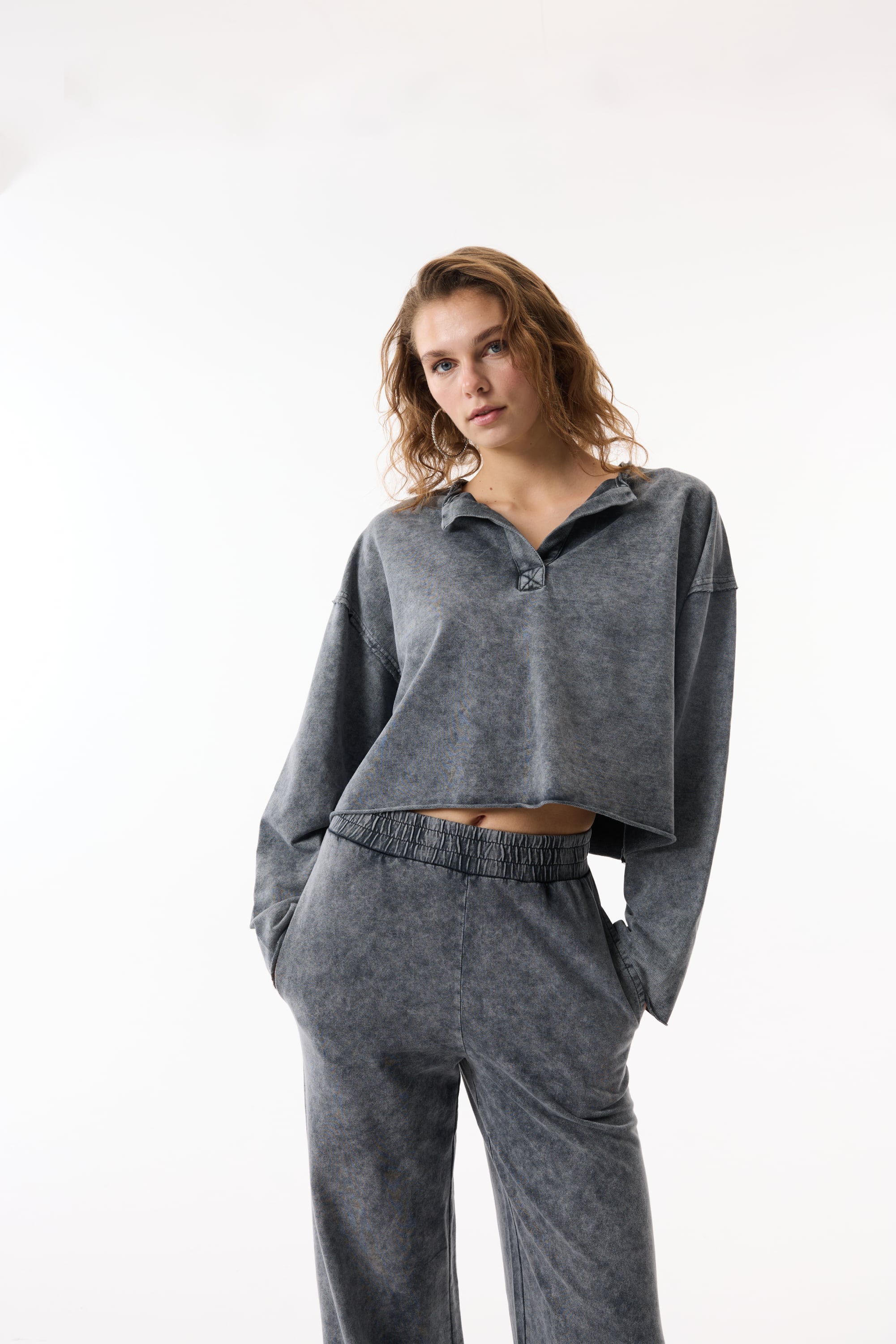 WIDE LEG BELİ LASTİKLİ EŞOFMAN ALTI