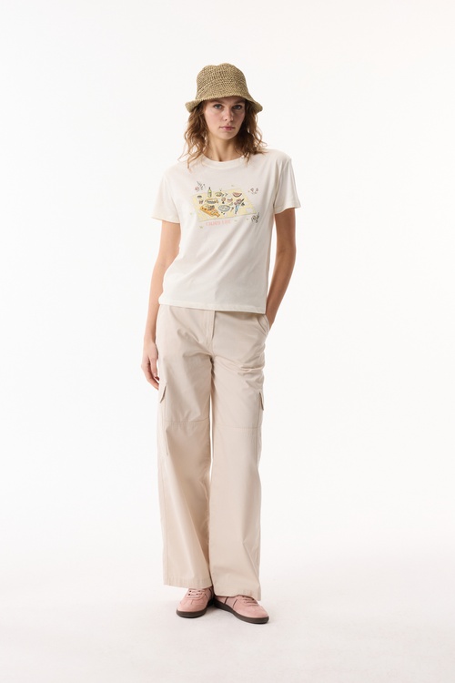  BASKILI BİSİKLET YAKA KISA KOLLU T-SHIRT