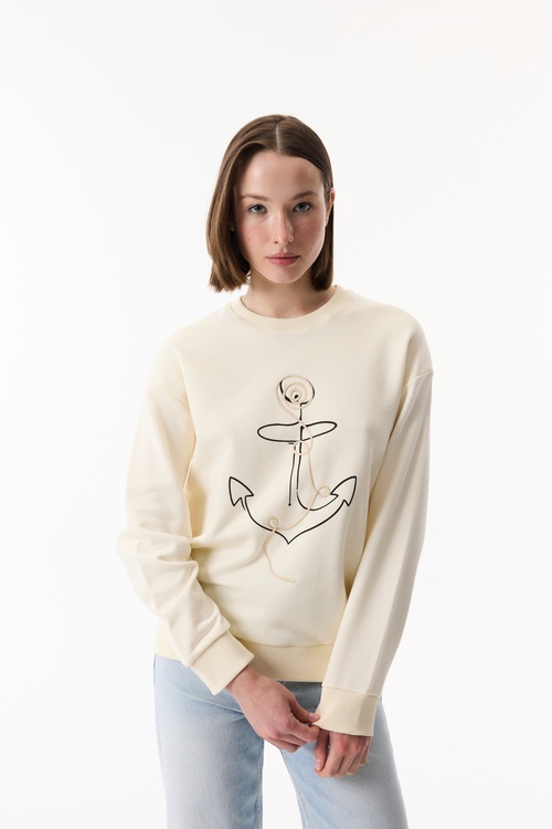  LOOSE FIT NAKIŞLI SWEATSHIRT