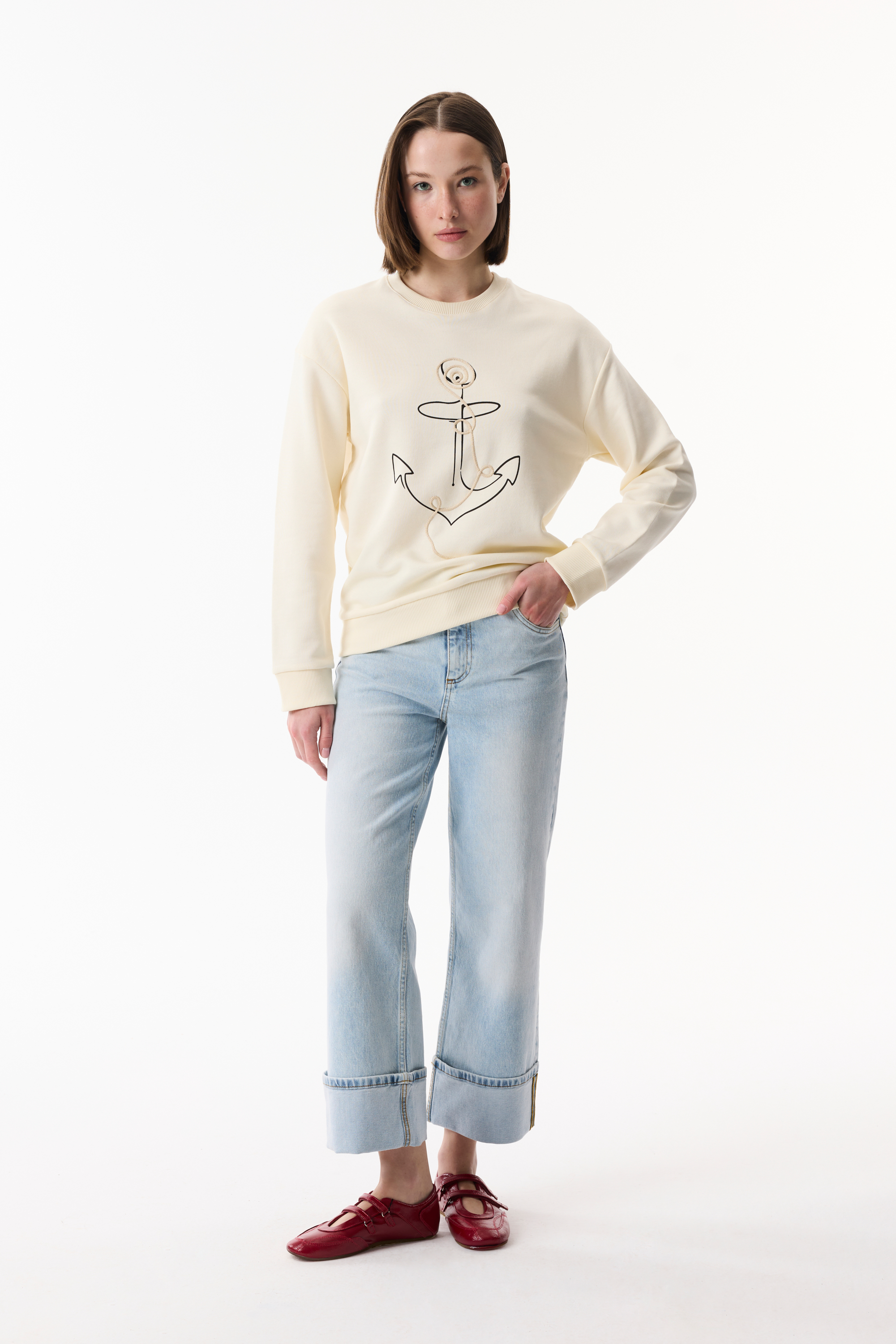 LOOSE FIT NAKIŞLI SWEATSHIRT