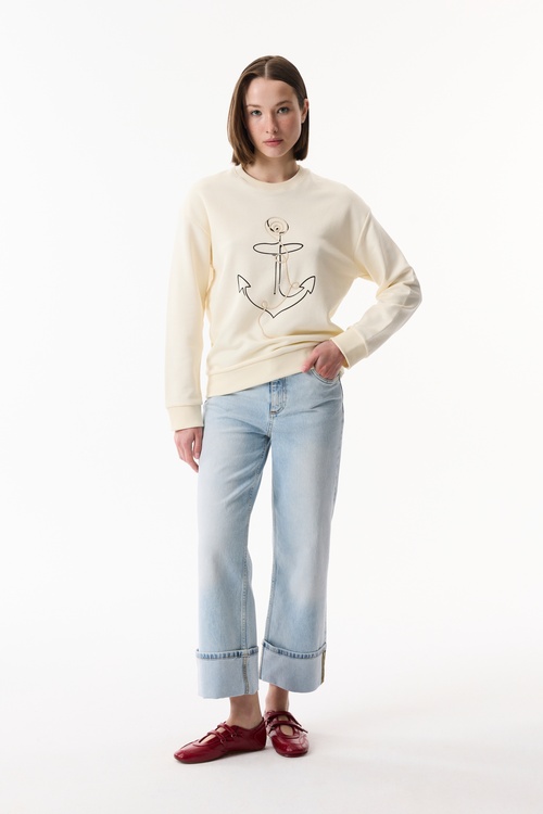  LOOSE FIT NAKIŞLI SWEATSHIRT