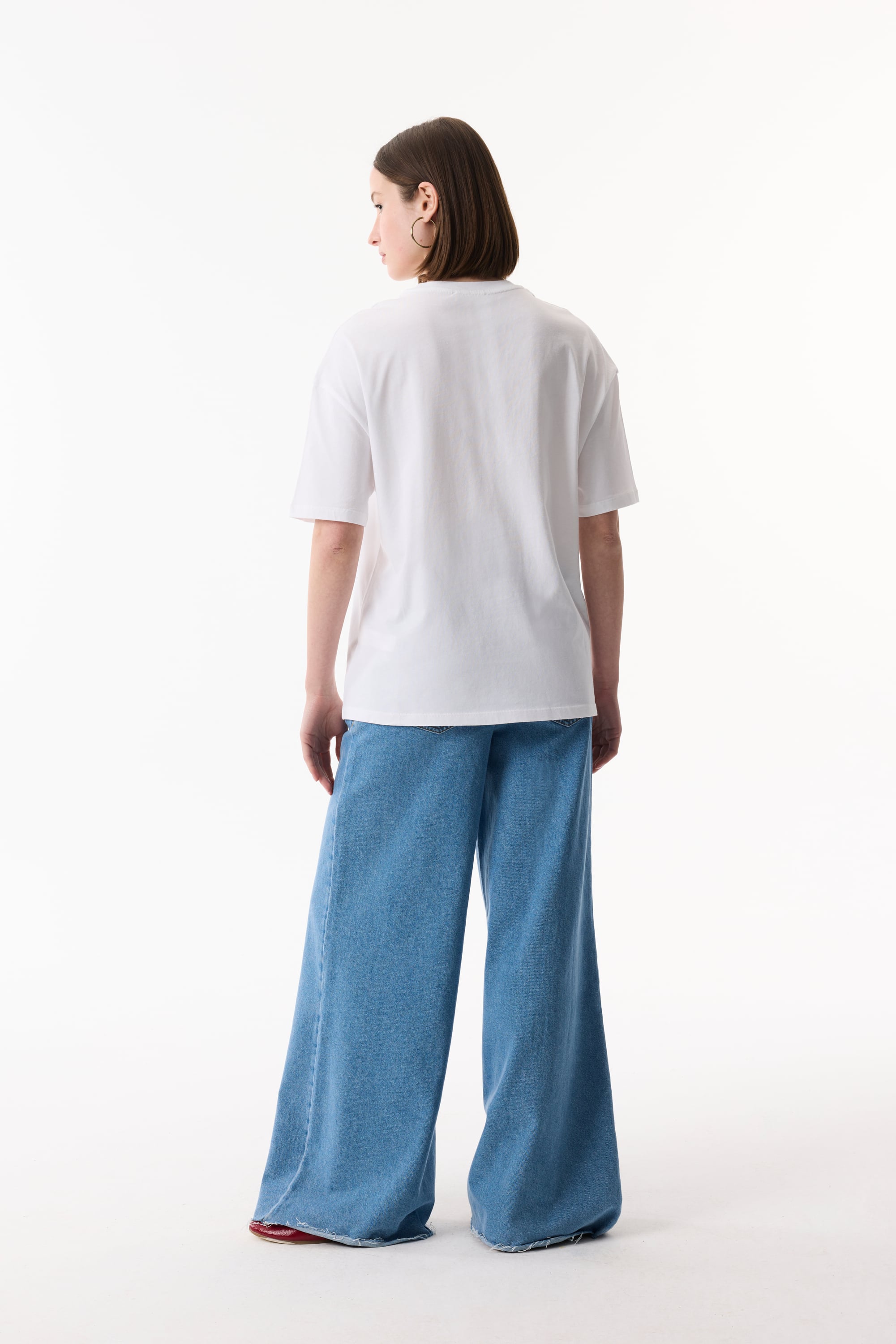 BASKILI BİSİKLET YAKA OVERSIZE T-SHIRT