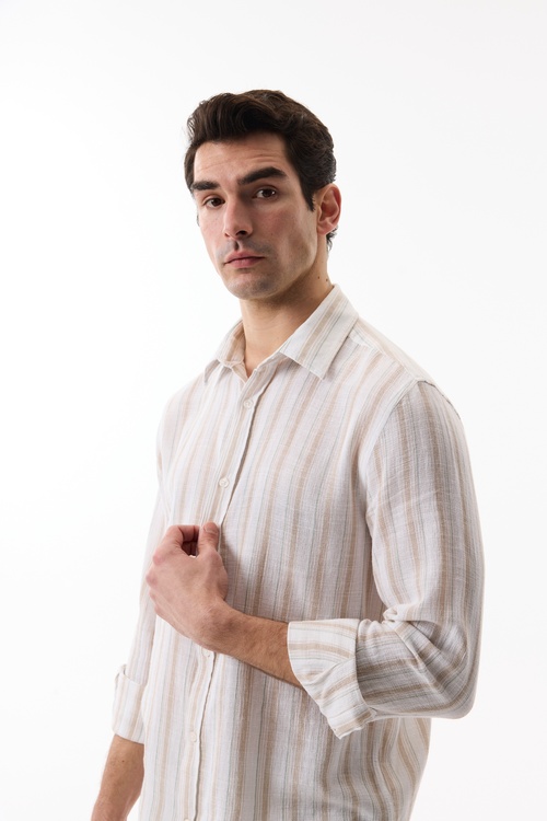  DOKULU ÇİZGİLİ REGULAR FIT GÖMLEK