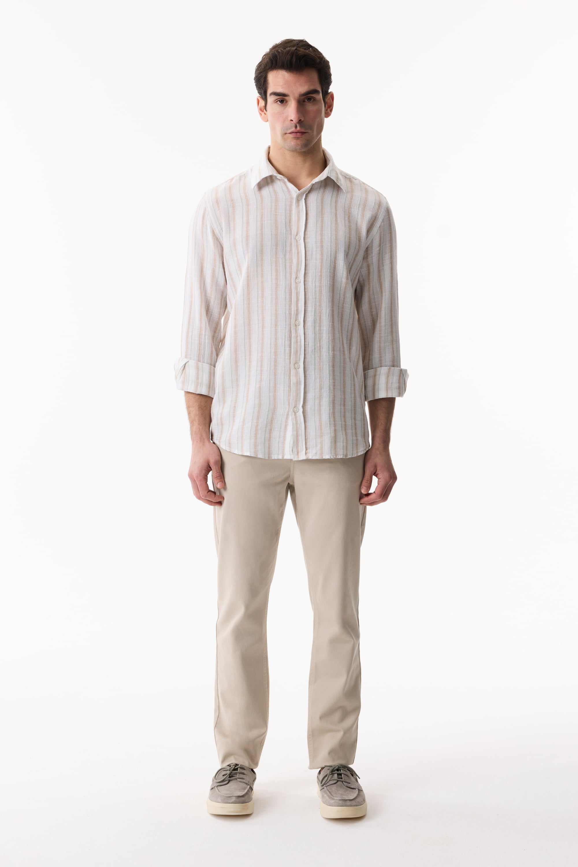 DOKULU ÇİZGİLİ REGULAR FIT GÖMLEK