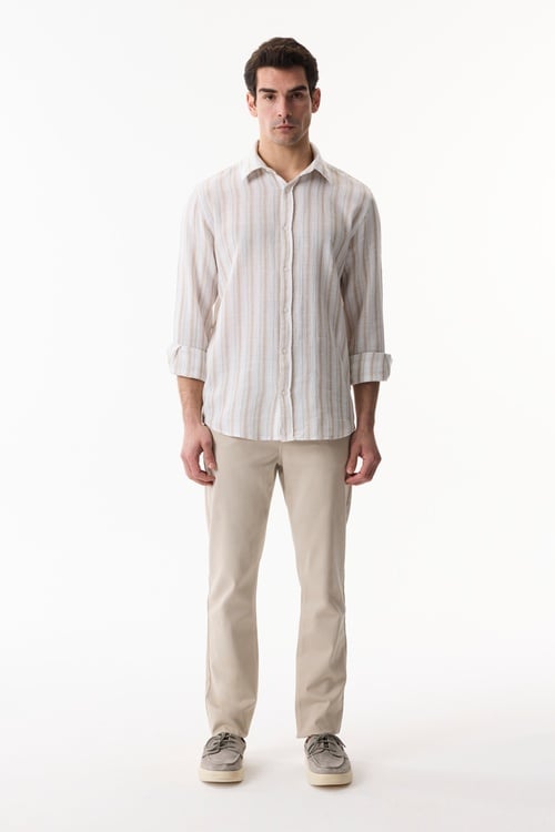  DOKULU ÇİZGİLİ REGULAR FIT GÖMLEK