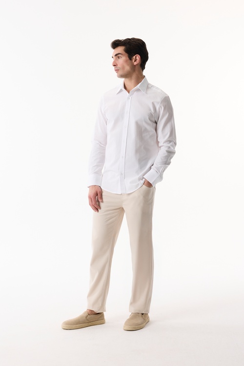  REGULAR FIT DOKULU UZUN KOLLU GÖMLEK