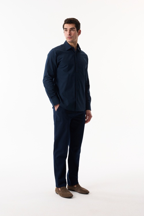  REGULAR FIT DOKULU UZUN KOLLU GÖMLEK