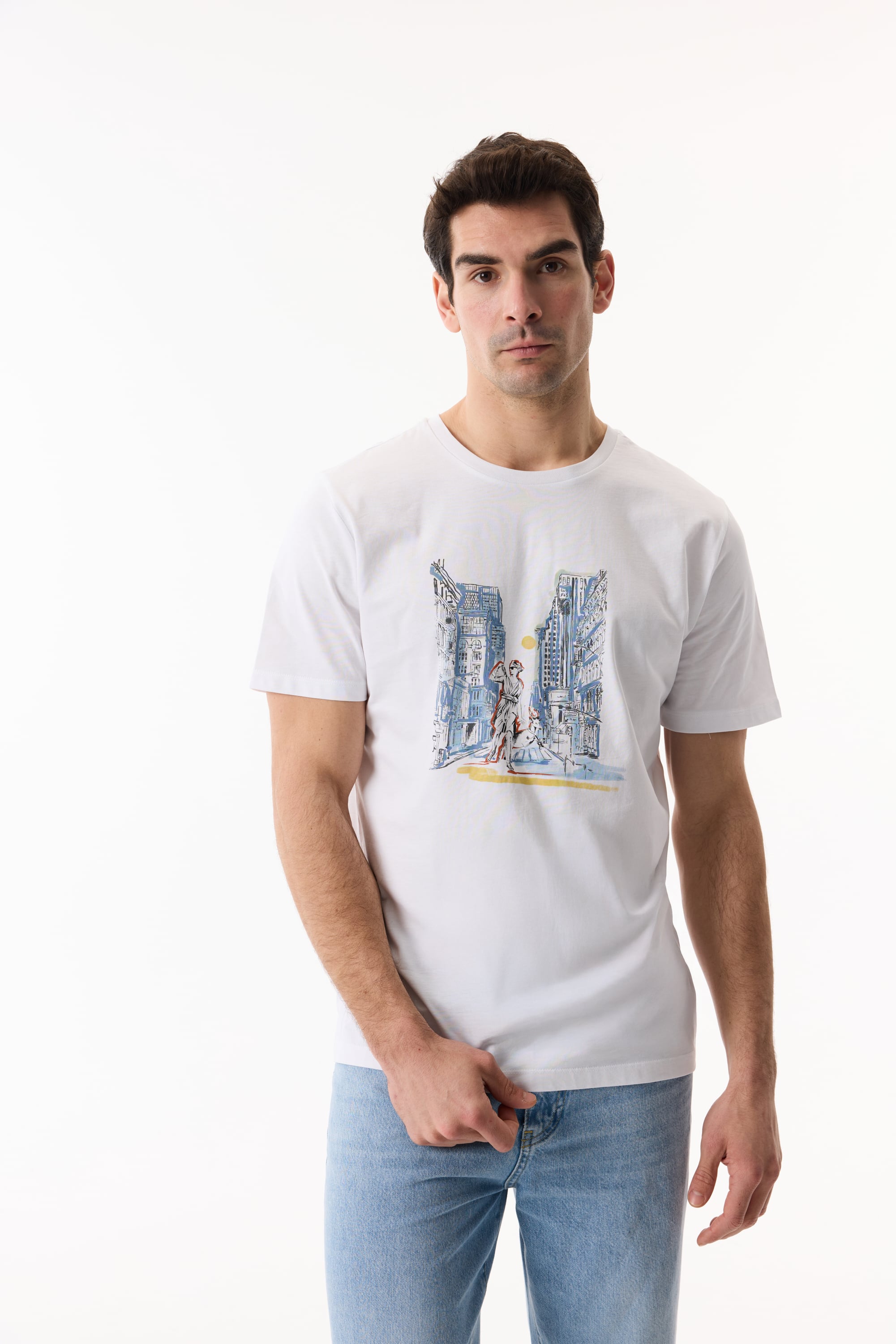 MİTOLOJİK BASKILI BİSİKLET YAKA T-SHIRT