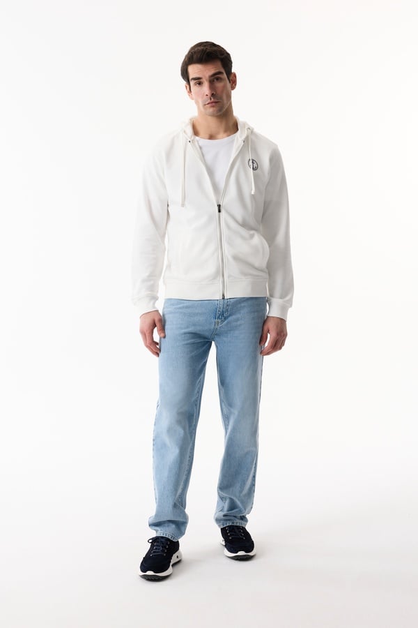 NAKIŞLI KAPÜŞONLU FERMUARLI SWEATSHIRT