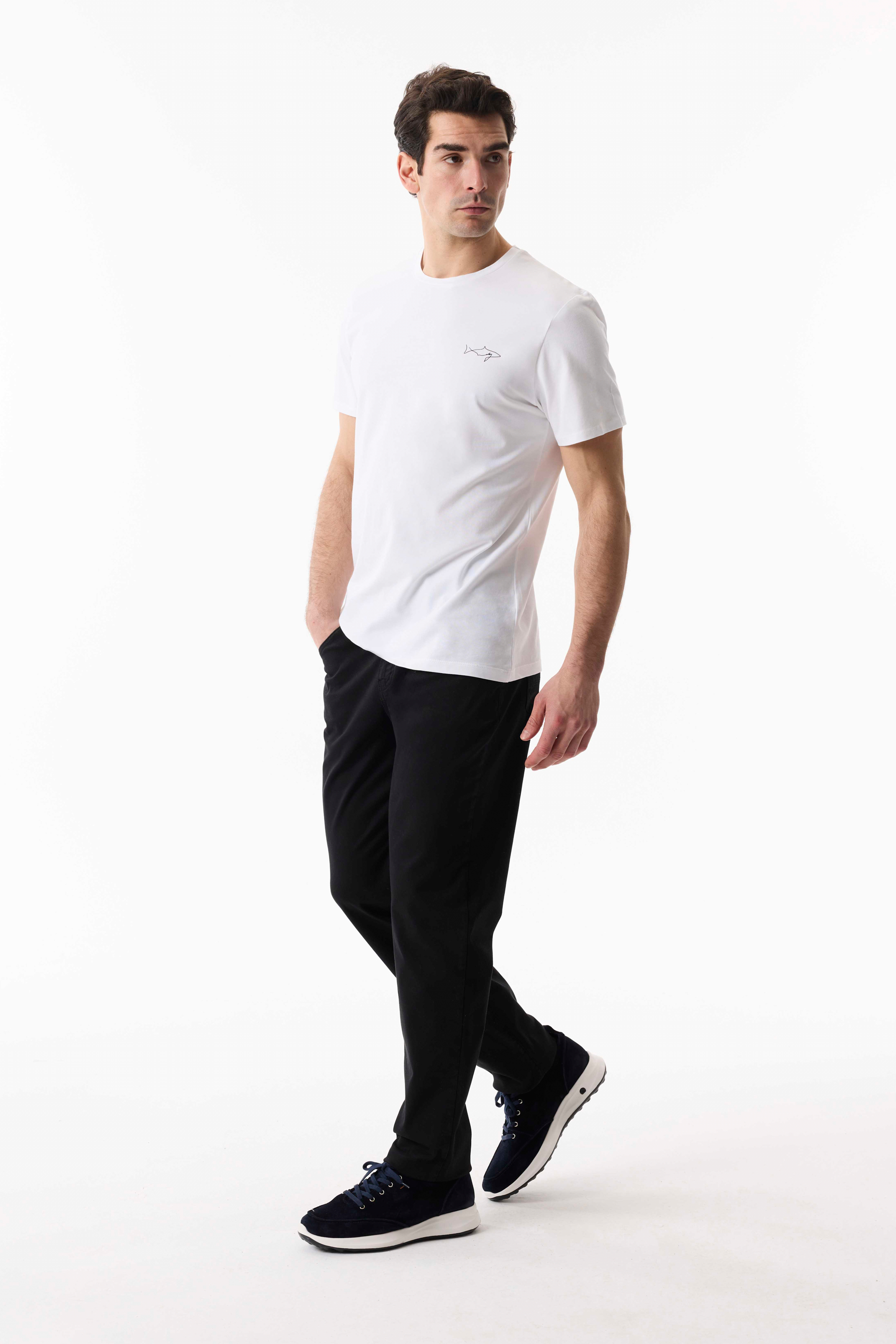 BASKILI BİSİKLET YAKA KISA KOLLU T-SHIRT