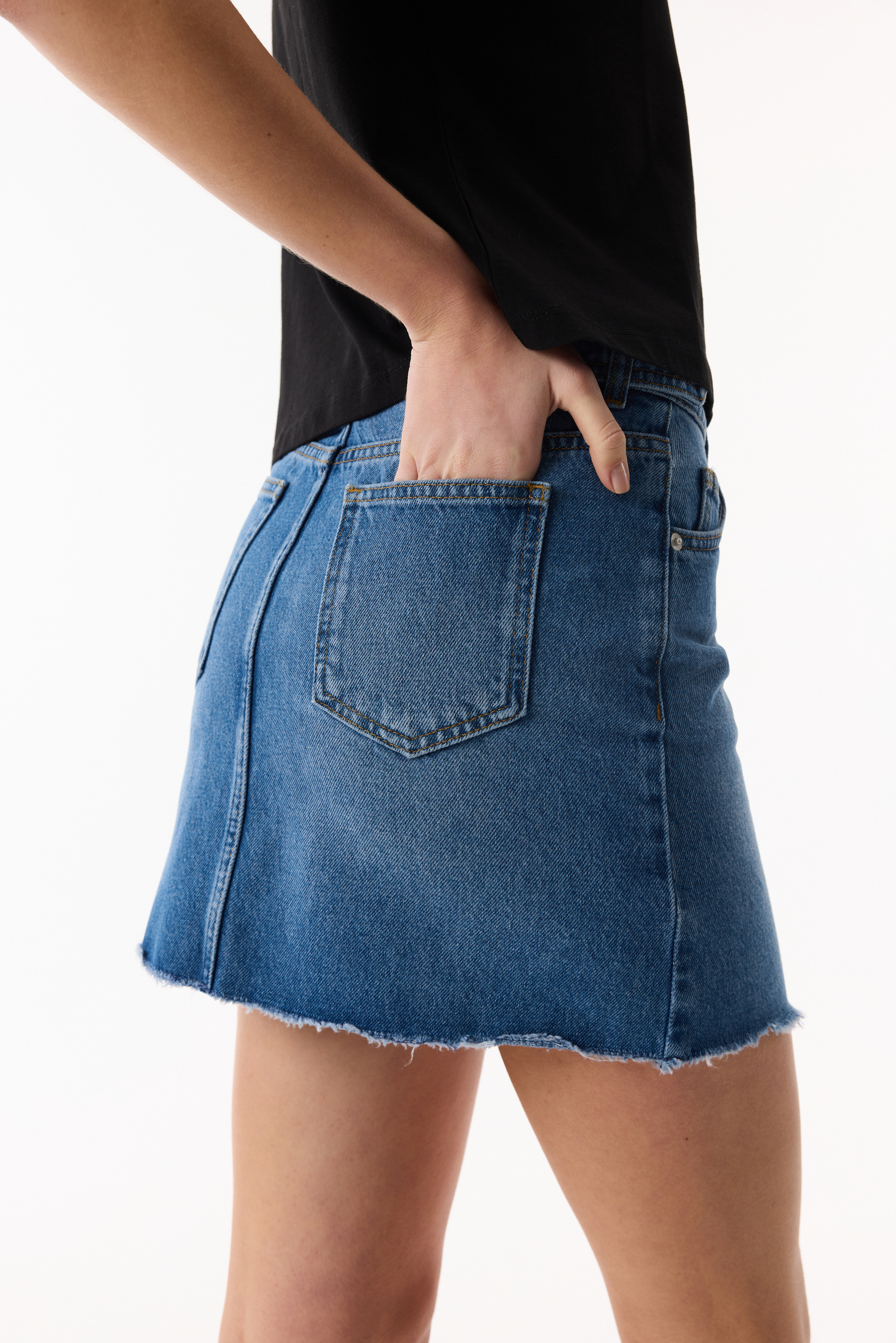 DİKİŞ DETAYLI MİNİ JEAN ETEK